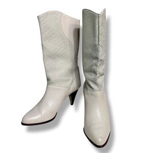 FLINGS Ivory Mixed Pattern Slouch Mid Calf Boots VINTAGE